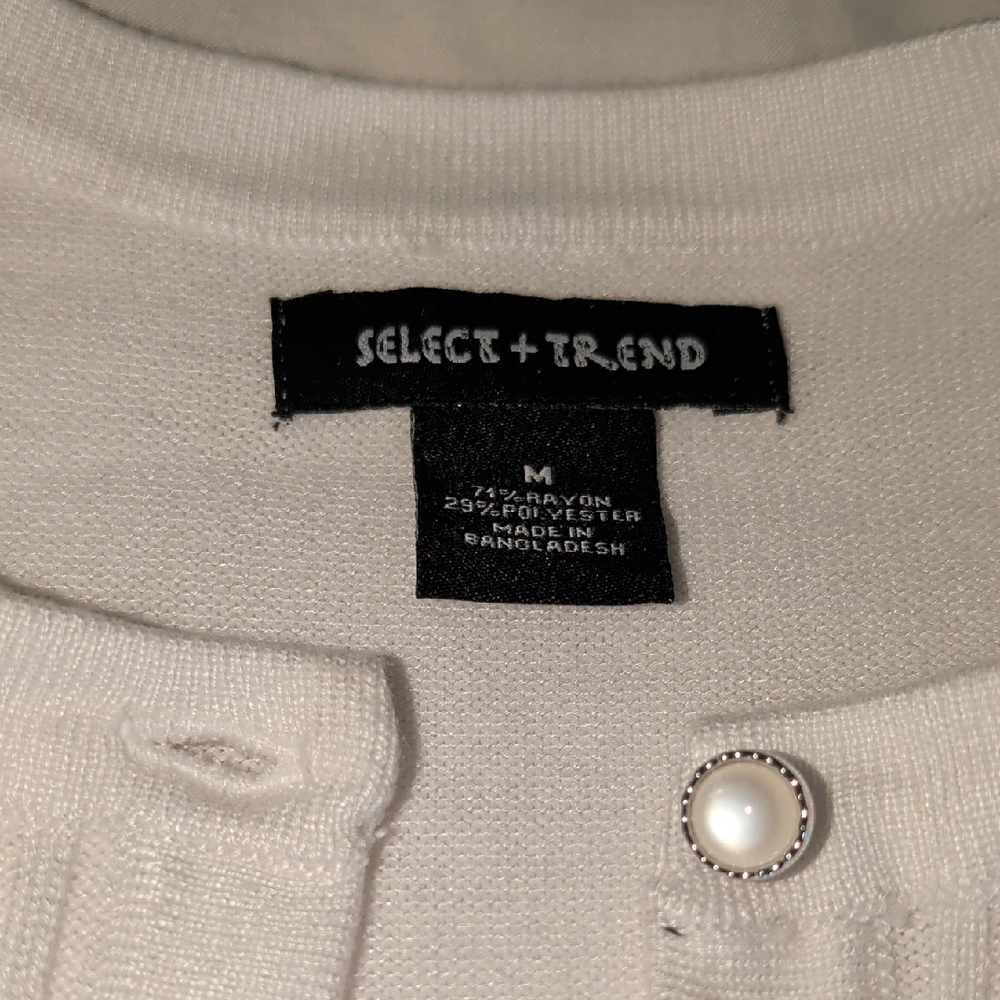 Women's White Ribbed Button-Front Cardigan - Picture 3 of 7